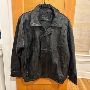 Wilsons Leather Dark Jacket with Military Style